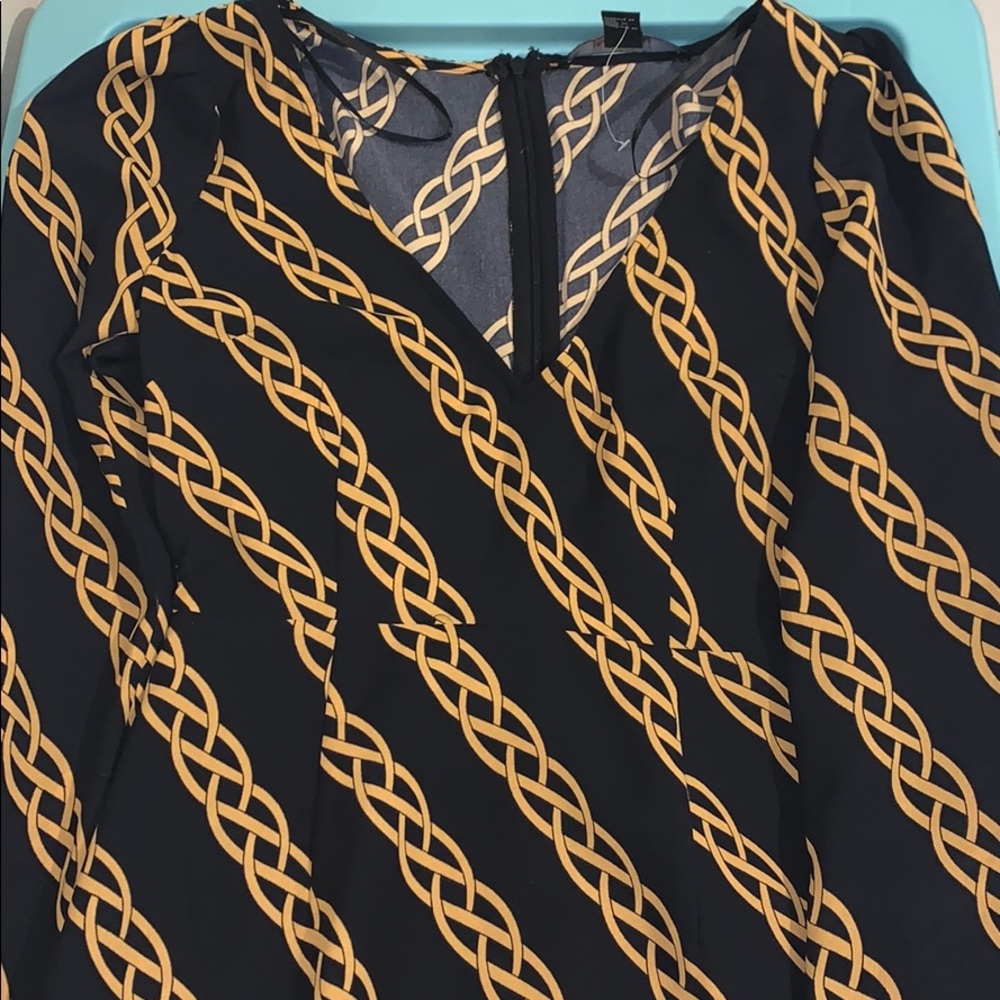 Mini Black Gold Chain Design Dress